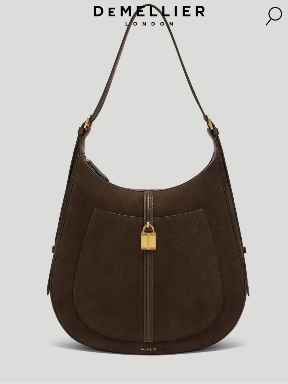 Demellier London dark brown suede Siena hobo shoulder bag